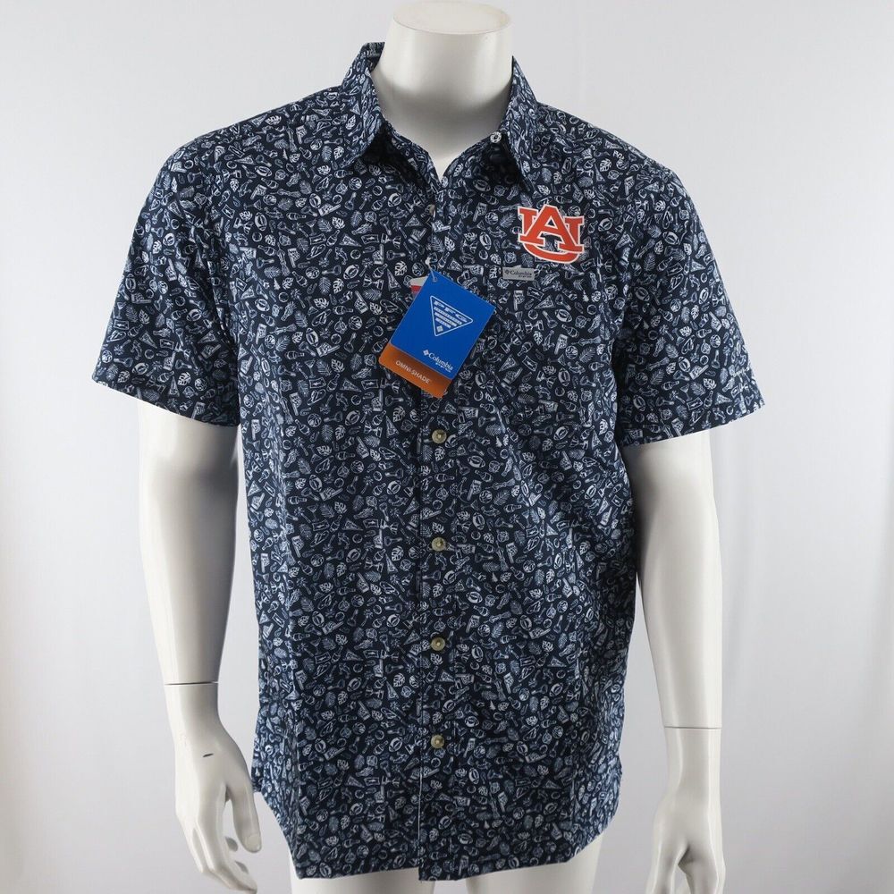 Columbia PFG Auburn Tigers Vented Fishing Shirt Mens Small Super‎ Slack Tide